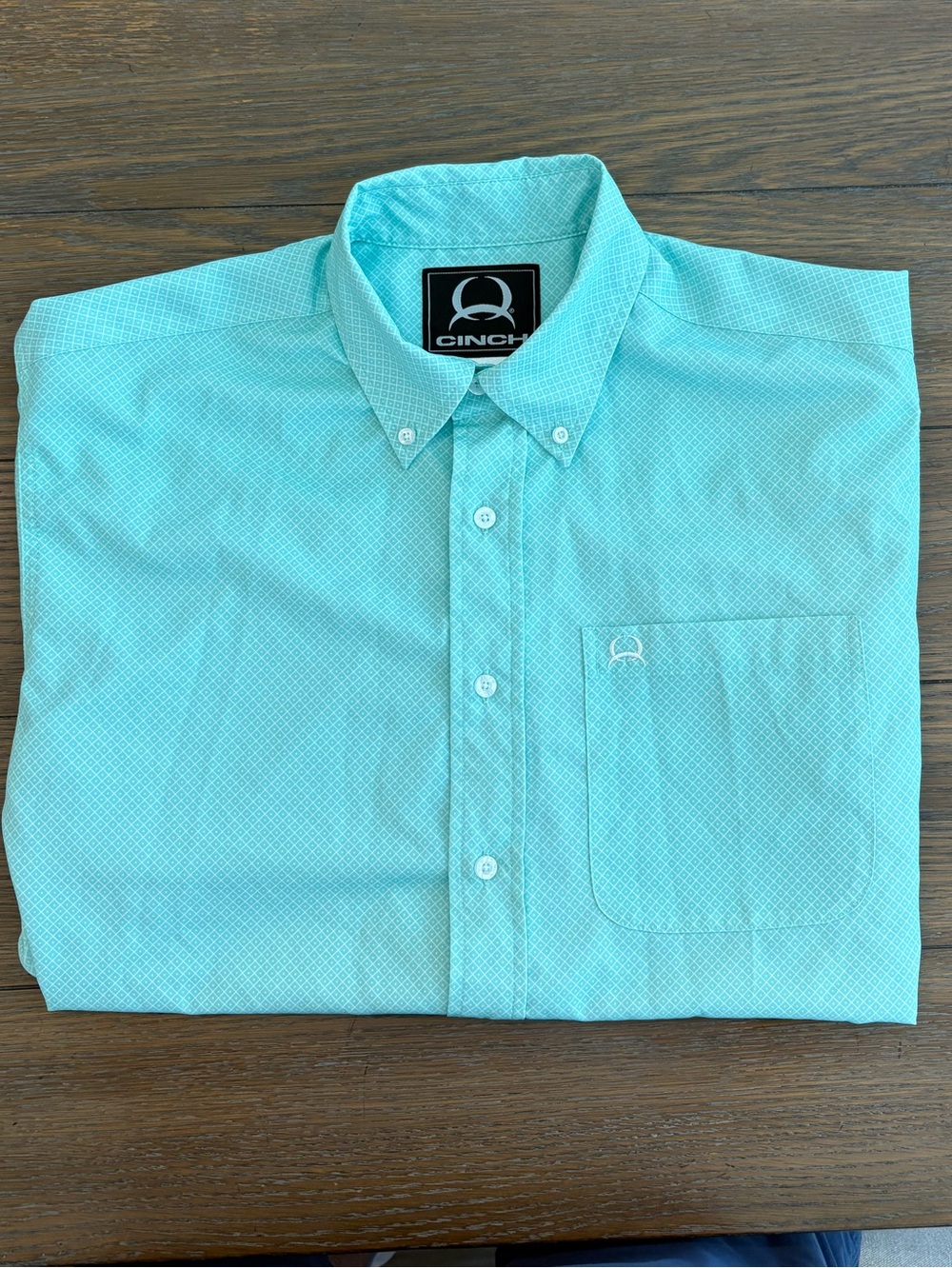 Cinch Mint Green Button-Up Shirt with Logo Size S Great Condition